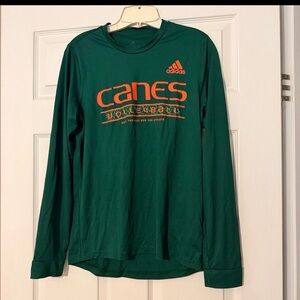 Adidas X NCAA X Miami Hurricanes Long Sleeve Shirt Sz PS Green Used
